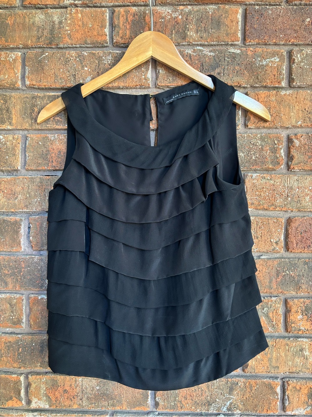 Zara Black Layered Ruffle Camisole